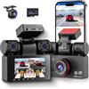 Hodozzy Dashcam Auto 4 Canali 360° 2K+1080P Telecamera Anteriore e Posteriore Sinistra Destra per Auto Wi-Fi e APP, Schermo 3 pollici con Registrazione in Loop Sensore G, Modalità Parcheggio + Scheda