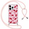 Knrlqim Cover con Cordino per iPhone 16 Pro Max, Custodia Trasparente con Aesthetic Disegni Fiocco, Ultra Sottile TPU + PC Antiurto Protettiva Case con Corda Collana Tracolla Laccio Collo