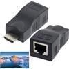 SopwMap Prolunga Adattatore HDMI a RJ45, HDMI a RJ45 Convertitore, Extender HDMI, Convertitori HDMI, Compatibile per HDTV, DVD, STB 4K/2K, Supporto 1080P, Audio LPCM, Installazione Semplice, Ner