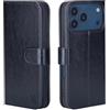 32ndShop 32nd Custodia a Portafoglio in Pelle PU per iPhone 17 Pro (6.3), Case con Slot per Sched di Blocco RFID, Chiusura Magnetica e Supporto integrato - Nero