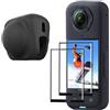 FiTSTILL Kit di accessori di protezione FiTSTILL per Insta 360 X5/X4, pellicole protettive in vetro temperato + copriobiettivo in gomma, 2 pellicole ultra HD