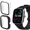 KeeFos 2 Pezzi Cover Compatibile con Amazfit GTS 2 Mini, PC Custodia Protettiva con Vetro Temperato Pellicola Protettiva, Integrato Sottile Cover per Amazfit GTS 2 Mini - Trasparente+Nero