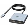fairikabe Adattatore da USB C a doppio HDMI 4K 60 Hz, separatore USB C a 2 monitor, display esteso, hub HDMI di tipo C Docking station