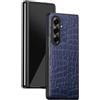 COQUE Cover Galaxy Z Fold 7, custodia in pelle di coccodrillo Slim Shell in PC con stile all-inclusive, cover per telefono cellulare pieghevole a 180˚ per Samsung Galaxy Z Fold 7 5G-Blu