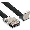 NFHK Down Angled USB 2.0 Type-A Male to Female Extension Data Flat Slim FPC Cable for FPV & Disk & Scanner & Printer 50cm