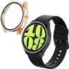 kwmobile Set da 2 Protezione Smartwatch Compatibile con Samsung Galaxy Watch 6 44mm - Rivestimento Glitterato per Schermo Orologio Fitness - nero/oro rosa