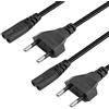QIANRENON 2 Pcs 1.5m Euro Alimentazione Cavo IEC C7 Spina Cavo UE/Euro 2 Pin Fig.8 presa connettore, 250V 2.5A 2 * 0.75mm, per TV lettori blu-ray DVD ricevitori elettrodomestici, Nero