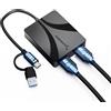 SABRENT Adattatore da USB tipo C/A a doppio HDMI, 4K a 60Hz, modalità estesa e specchio, compatibile con Alt Mode + DisplayLink, audio stereo/5.1, supporto HDCP, alloggiamento in alluminio, Plug