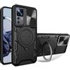 SEAHAI Cover per Xiaomi 12T PRO 5G / Xiaomi 12T 5G, [Militare Anti-Caduta] Silicone Ultra Sottile Stile Fresco Custodia, con Metallo Magnetico Supporto e Protezione Fotocamera - Nero