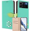MOJIA Custodia a Portafoglio per Doogee Note 56 / Note 56 Plus/Note 56 Pro, Cover in Pelle PU Flip con Fiore e Chiusura Magnetica Foglia, Slot Carte, Funzione Stand.-Green