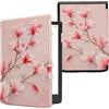 kwmobile Custodia eReader Compatibile con Pocketbook InkPad 4 / Color 3 / Color 2 Cover - eBook Reader Flip Case - rosa/bianco/rosa antico - Magnolie