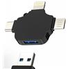 zoyuzan Adattatore USB (3 in 1) USB C Lightning Micro USB a USB-A OTG 3.0 Cavo Stick Type C Android Cellulare Tablet Camera Porte Femmina per Apple iPhone 15 14 13 Pro Max Plus Splitter Compatibile con