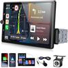 SIXWIN 1 Din CarPlay Android Auto Autoradio con 10.4 Pollici Schermo, Stereo Auto Bluetooth Chiamate in Vivavoce con Touch Screen FM USB AUX TF Controllo del Volante Mirror Link+Retrocamera