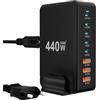 BOTEWO Caricatore USB C: 240 W 8 porte alimentatore di rete adattatore multiplo caricatore con 4 USB-C&A, caricatore rapido PD 3.0 caricatore alimentatore di rete (440W)