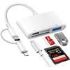 Denlane Adattatore Dual Lightning & USB-C 4 in 1 SD/TF per iPhone 16/15/14/13/12/11/8/7/X/XS, iPad, Samsung, Android
