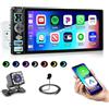 Roinvou Autoradio 1 DIN Bluetooth con Wireless CarPlay & Android Auto, con schermo 6.8 pollici Touchscreen, Mirror Link FM Radio EQ UI USB/Tipo-C/Microfono/Telecamera di Backup