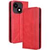 RonRun Cover ZTE Blade A35e, Custodia a Libro con Supporto Stand e Slot Porta Carte Case a Portafoglio Magnetica in Pelle PU Adatto per ZTE Blade A35e, rosso