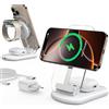 Mukiya - Caricabatterie per Apple Watch e iPhone, stazione di ricarica 3 in 1, compatibile con iPhone 17 16 15 14 13 12, per Apple Watch 10/9, Airpods 3/2/Pro, pieghevole regolabile, colore avorio