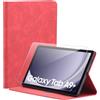 Ysjisy Cover per Samsung Galaxy Tab A9 Plus 11 Pollici 2023, Rosso PU Pelle Portafoglio Libretto Flip Protettiva Custodia con 1 Pezzo Vetro Temperato Pellicola Protettiva per Samsung Galaxy Tab A9+