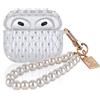 DiyGody Custodia Lussuoso con Diamante Brillante Design per Airpods 3 Generazione, Protettiva Copertina Glitter con Portachiavi in Perle per Donne, Morbido Silicone Anti-Smarrimento Antiurto - Trasparente