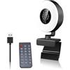 Ouitble Webcam 4K con Luce per PC USB Streaming Camera da Streaming AF Focus AUTO con Telecomando Microfono per Laptop Desktop