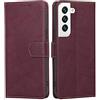 RankOne Cover per Samsung Galaxy S22 (6.1 Inches), Custodia Flip Pelle Portafoglio, Magnetica Libro Bumper Cover Case - Rosso