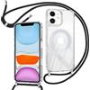 ZYIMOU Cover per iPhone 11 Custodia con Cordino Compatibile con MagSafe, Custodia Trasparente Magnetica con Laccio Catena Potettiva Antiurto Case, Catena Nero