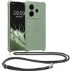 kwmobile Custodia Compatibile con Xiaomi Redmi Note 14 4G (Non 5G) Cover - Back Case in Silicone TPU - Protezione Smartphone con Cordino - verde grigio