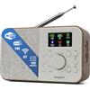 MangoKit SR-L - Radio DAB portatile con Bluetooth 5.3-DAB+, radio FM e Internet con WiFi, podcast, 150 preset, sveglia, radio da cucina con display a colori, alimentazione a corrente o a batteria