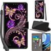 PHINIENLAND Cover per Xiaomi Redmi Note 9 4G / Redmi 9T Case PU Pelle Custodia [Kickstand] [Chiusura magnetica] [Slot per Schede], Portafoglio Flip Custodia per Redmi 9 Power,Farfalla dorata