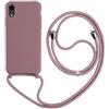 Keteen Cover per iPhone XR con Collana Custodia con Cordino TPU Corda Silicone Case Bumper Regolabile Staccabile Shock Absorption Antiscivolo Protettiva Custodia iPhone XR, Rosa