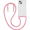 MyGadget Cover per iPhone 13 Mini - Custodia con Corda - Case con Cordino Trasparente Antiurto con Laccio | Tracolla - Practical Stylish - Rosa
