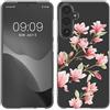 kwmobile Custodia Compatibile con Samsung Galaxy S23 FE - Cover Silicone TPU - Protezione Back Case - Magnolie rosa/bianco/trasparente