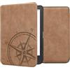 kwmobile Custodia compatibile con Kobo Clara BW/Colour - Cover in Simil Pelle Scamosciata - Flip Case Magnetica marrone per eReader