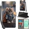 Haninsuze Cover per Samsung Galaxy S25 Plus Custodia Cover Pelle Libro Portafoglio con Porta Carte Magnetica Protezione Antiurto Cuoio Flip Case Custodia, Gatto