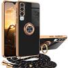 XCYYOO Cover per Huawei P30 con Cordino e Tracolla - Custodia Elettrolitica Antiurto 360° con Anello Metallico Kickstand - Silicone Protettivo Auto con Laccio