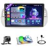 Hikity 8 Core 4GB+64GB Android 15 Autoradio per Fiat 500 2007-2015 CarPlay Android Auto Senza Fili 9 Radio Auto Schermo con Bluetooth Navi Telecamera Posteriore(White)