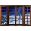 SDOTPMT 5x3ft Sfondo poliestere vista finestra Sfondi invernali scena degli alberi Natale Sfondo fotografia scena invernale per decorazione festa Capodanno Famiglia Riunione Photo Booth Props