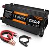 Yinleader Inverter 12 V, 230 V, 1000 W, 2000 W, convertitore di tensione LCD con 2 USB, colore nero