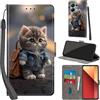 Haninsuze Cover per Xiaomi Redmi Note 13 Pro 4G Custodia Cover Pelle Libro Portafoglio con Porta Carte Magnetica Protezione Antiurto Cuoio Flip Case Custodia Cover per Redmi Note 13 Pro 4G, Gatto