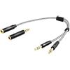 CableCreation Short cuffia microfono audio sdoppiatore, cavo 3.5 mm femmina a doppio maschio 3.5 mm cuffie con universale 3.5 mm audio Jack auricolare Ctia to Omtp adattatore, 0.2 meter