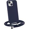 MyGadget Cover per iPhone 14 Plus - Custodia con Corda - Case con Cordino Opaca Antiurto | Bumper con Laccio | Tracolla - Practical Stylish - Blu Scuro