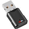 Qaum Adattatore USB Bluetooth 5.3 per PS5/PS4/PC/Switch Console, bassa latenza audio Dongle Bluetooth 5.3 chiave Adattatore USB 3 Mbit/S trasmettitore ricevitore per Macos/Windows/cuffie