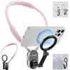 REYGEAK Supporto Magnetico Selfie per Telefono da Collo, POV/VLOG Collana Magnetica per Telefoni Cellulari per Magsafe Portacellulare da collo per iPhone 15 14 13 Pro 12 Max Android (rosa)