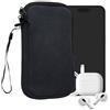 kwmobile Custodia Cellulare per L - 6,5 - Cover Smartphone con Cerniera - Custodia Telefono in Velluto a Coste - Astuccio Portacellulare Blu Marino