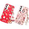 Vauki Natale Custodia per Samsung Galaxy A54 5G con Cordino [2 Pezzi],Cover Rosso Silicone Morbido Ultra con Modello Christmas Renna e Babbo,Regalo Natale Donna,Natalizia Carino Antiurto Case,Cervo