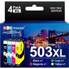 GPC IMAGE 503XL Multipack Compatibile per Epson 503 503XL 503 XL per Epson Workforce WF-2960DWF WF-2965DWF WF 2960 XP 5200 XP-5205 (Confezione da 4 pezzi, Nero Ciano Giallo Magenta)