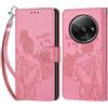 KENHONER Compatibile Cover con Xiaomi Redmi A3/A3x, Premium Pelle PU Portafoglio Flip Libro Custodia [Protezione Completa] - Rosa