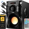 Retoo Altoparlante Bluetooth senza fili da 15 W con radio e batteria 9 ore di autonomia, portatile Partybox con ingresso AUX e micro SD, scatola musicale per feste, karaoke, stereo per telefono, PC