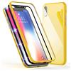 NALIA 360° Custodia in Vetro compatibile con iPhone XS Max, Magnetica Cover Integrale Fronte & Retro Case Protettiva con Vetro Temperato, Sottile Bumper Case Cellulare Protezione, Colore:Giallo